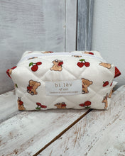 Load image into Gallery viewer, BEAR & CHERRIES padded handmade pouch