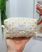 Load image into Gallery viewer, YELLOW PURPLE ROSE padded handmade pouch