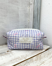 Load image into Gallery viewer, GINGHAM BOW PURPLE padded handmade pouch