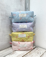 Load image into Gallery viewer, GINGHAM BOW BLUE padded handmade pouch