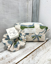 Load image into Gallery viewer, BLUE GREEN BOW padded handmade pouch