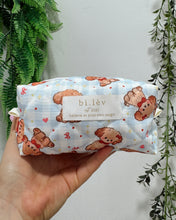 Load image into Gallery viewer, PUPPY RED BOW BOXY padded handmade pouch