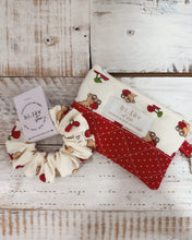 Load image into Gallery viewer, BEAR & CHERRIES padded handmade mini pouch wallet