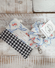 Load image into Gallery viewer, BLUE BOW RED ROSES Scrunchie