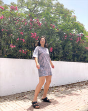 Load image into Gallery viewer, Black purple hand dyed tie dye organic cotton t-shirt dress