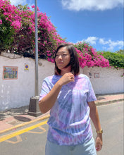 Load image into Gallery viewer, Black pink tie-dye GOTS organic cotton t-shirt for him and for her. Unisex collection.