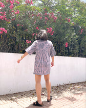 Load image into Gallery viewer, Black purple hand dyed tie dye organic cotton t-shirt dress