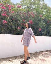 Load image into Gallery viewer, Black purple hand dyed tie dye organic cotton t-shirt dress
