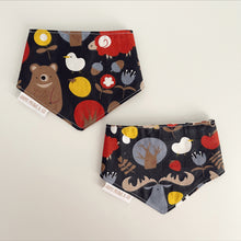 Load image into Gallery viewer, In the woods + geometric reversible bandana for pets. Handmade.