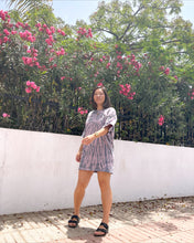 Load image into Gallery viewer, Black purple hand dyed tie dye organic cotton t-shirt dress