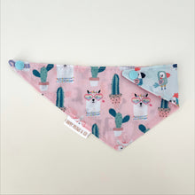 Load image into Gallery viewer, Llama + Pelican reversible pet bandana. Handmade.