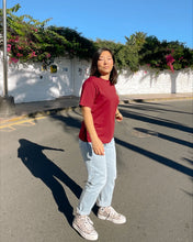 Load image into Gallery viewer, Burgundy GOTS certified organic cotton basic t-shirt