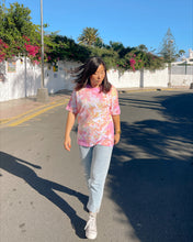 Load image into Gallery viewer, Pink yellow orange GOTS certified organic cotton tie dye t-shirt