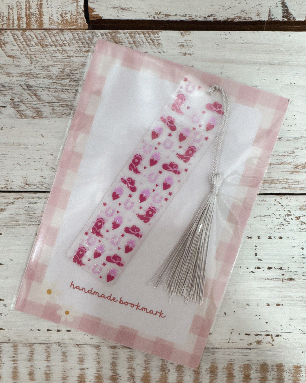 PINK COWGIRL handmade bookmark