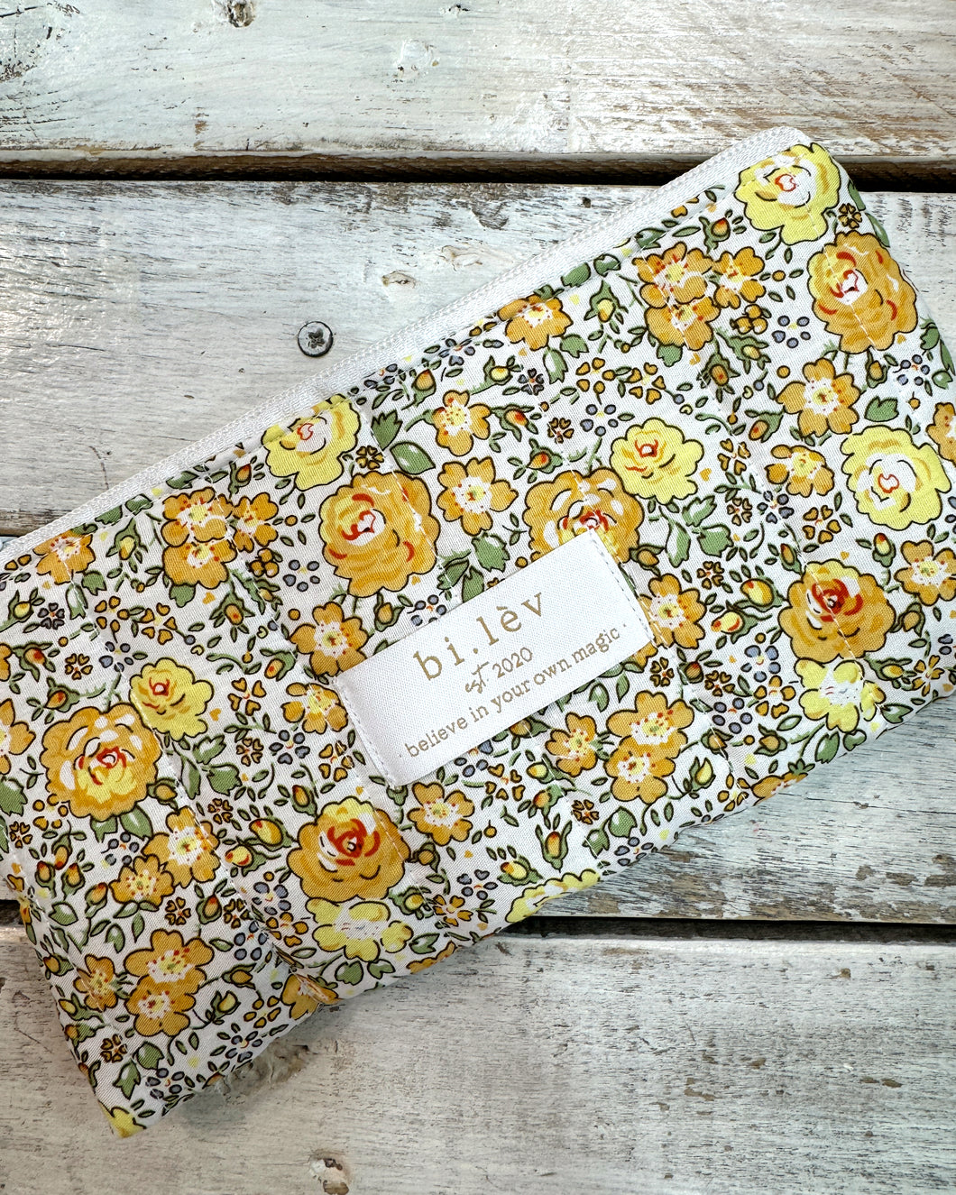 BLOOM YELLOW handmade rectangle flat pouch