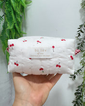 Load image into Gallery viewer, CHERRIES padded handmade pouch
