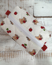 Load image into Gallery viewer, BEAR &amp; CHERRIES padded handmade pouch
