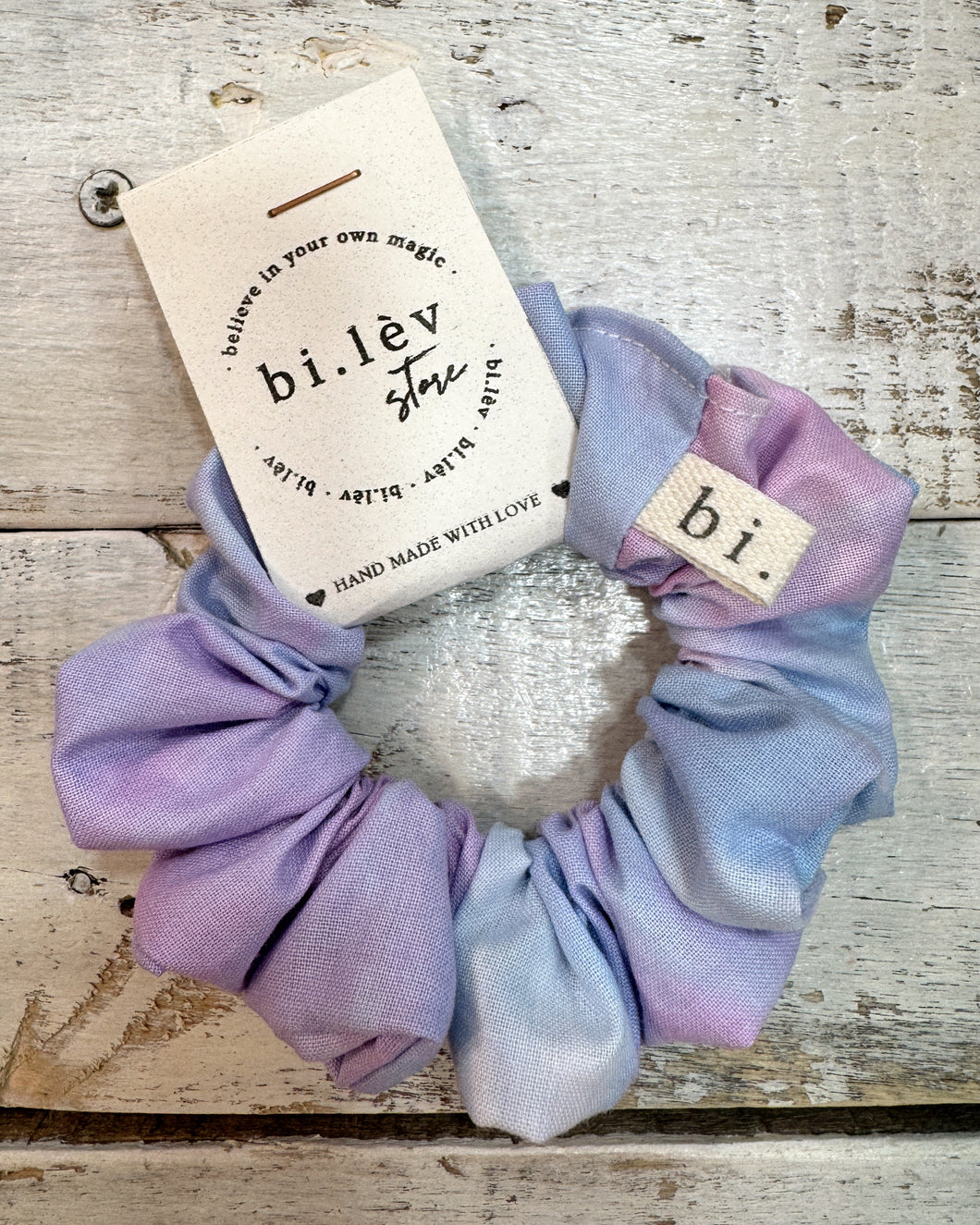 PINK N BLUE COTTON tie-dye scrunchie
