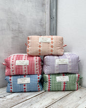 Load image into Gallery viewer, PEACH GINGHAM padded handmade pouch
