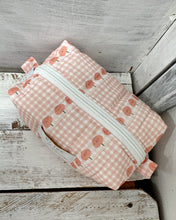Load image into Gallery viewer, PEACH GINGHAM padded handmade pouch
