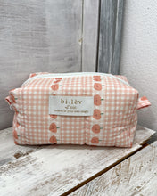 Load image into Gallery viewer, PEACH GINGHAM padded handmade pouch
