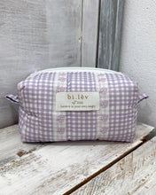 Load image into Gallery viewer, GRAPE GINGHAM padded handmade pouch
