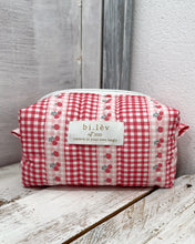 Load image into Gallery viewer, CHERRY GINGHAM padded handmade pouch
