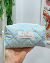 Load image into Gallery viewer, BLUE YELLOW ROSE padded handmade pouch
