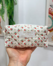 Load image into Gallery viewer, RED ROSE padded handmade pouch
