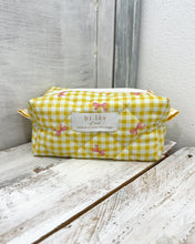 Load image into Gallery viewer, GINGHAM BOW YELLOW padded handmade pouch
