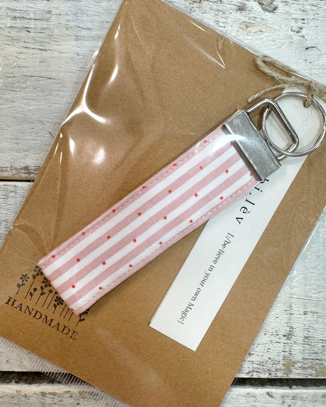 STRIPES & DOTS PINK Key Fob