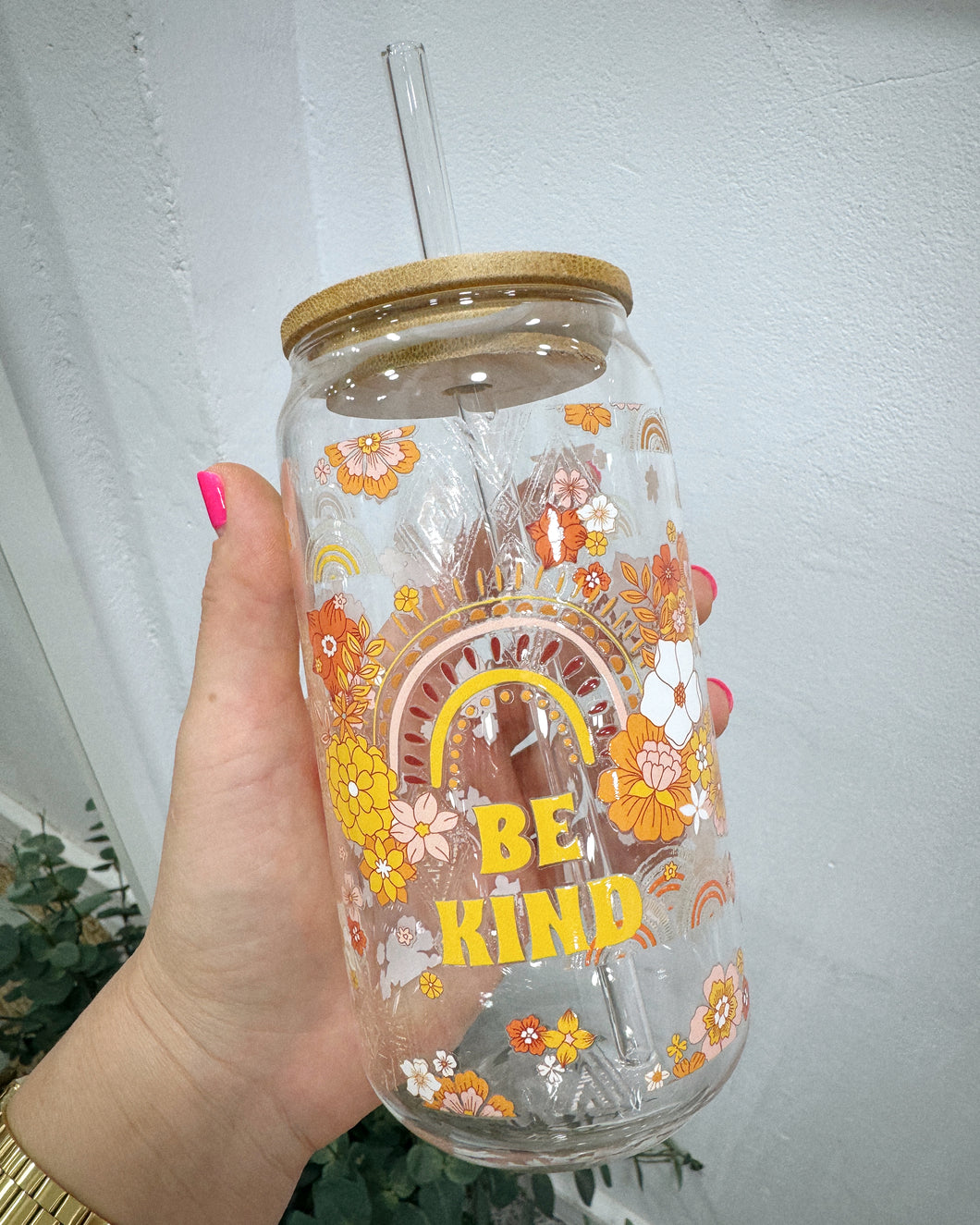 BE KIND glass cup