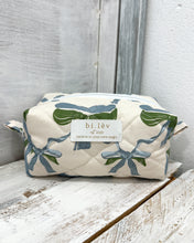 Load image into Gallery viewer, BLUE GREEN BOW padded handmade pouch

