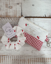 Load image into Gallery viewer, CHERRIES padded handmade mini pouch wallet
