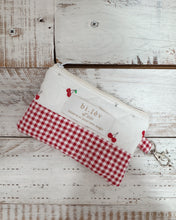 Load image into Gallery viewer, CHERRIES padded handmade mini pouch wallet
