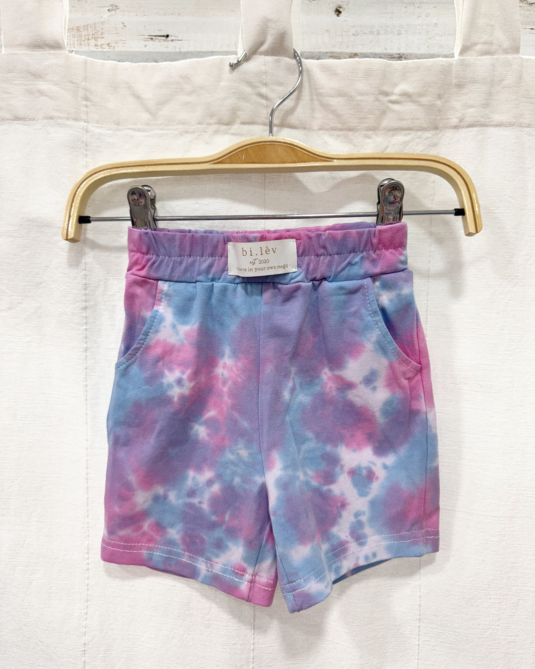 BABY & KIDS PINK N BLUE tie-dye jogger shorts