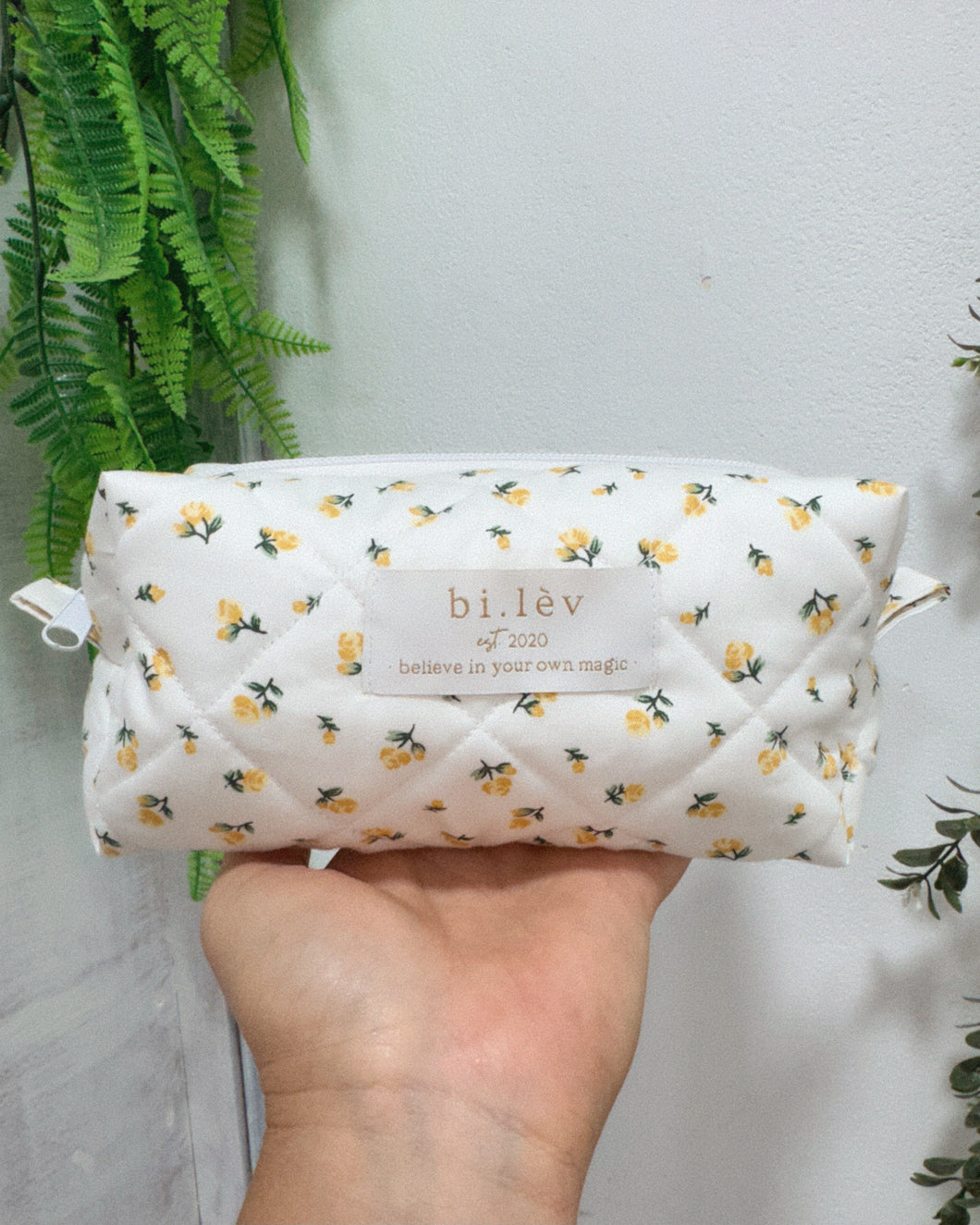 YELLOW ROSES padded handmade pouch