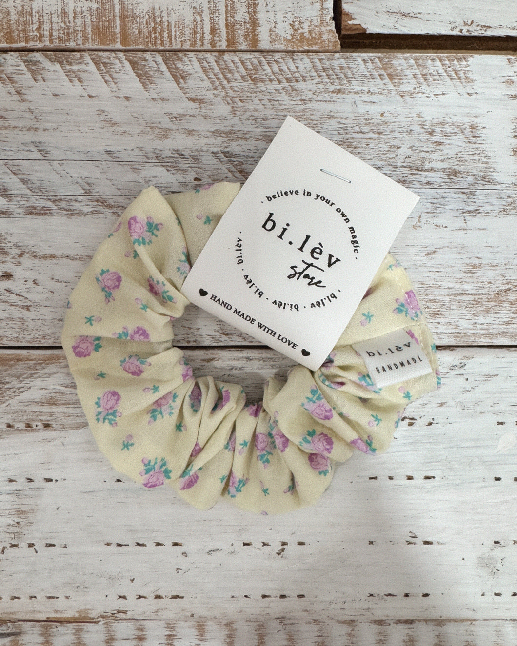 YELLOW PURPLE ROSE Scrunchie