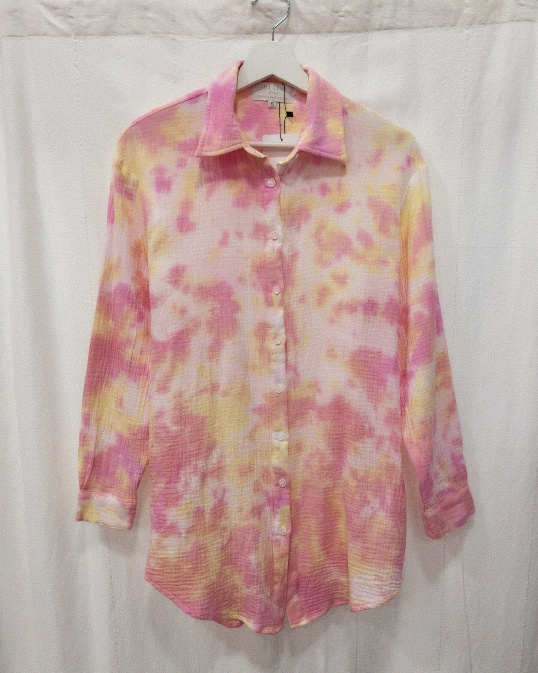 PEACHY SUNSET cover-up shirt dress