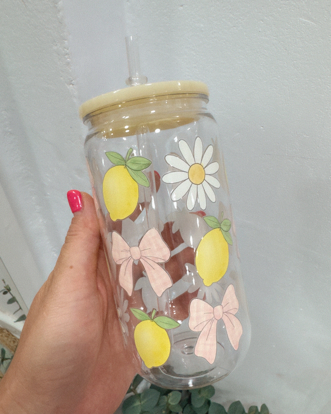 LEMON DAISIES & BOWS plastic cup