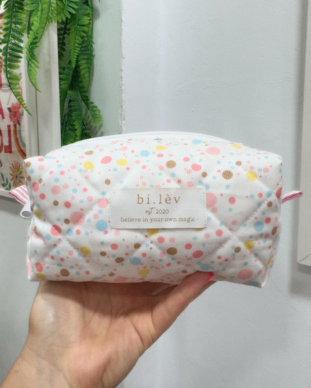 DOTS padded handmade pouch