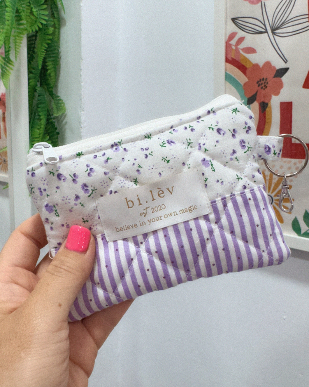 BLUEBERRIES padded handmade mini pouch wallet