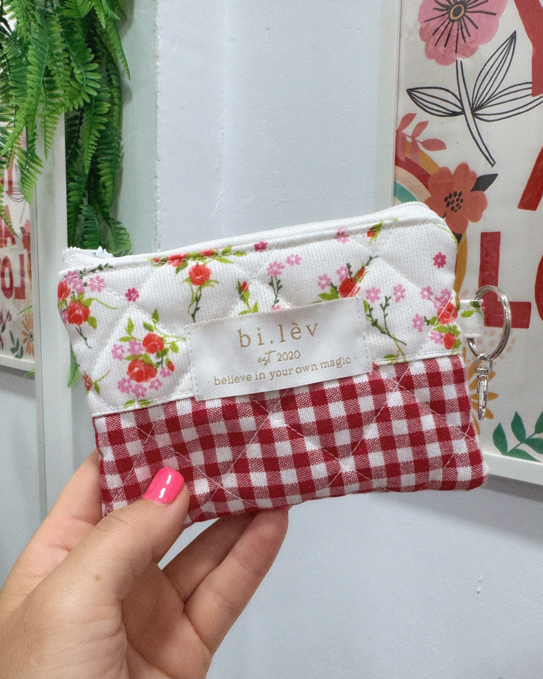 RED GARDEN padded handmade mini pouch wallet