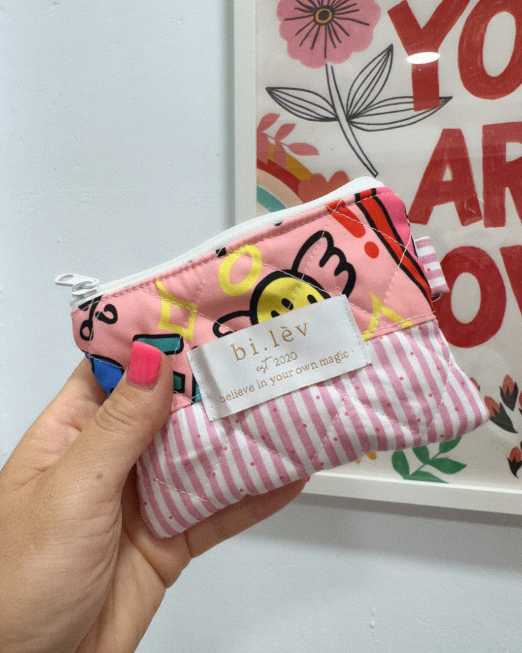 ANGEL SMILE padded handmade mini pouch wallet