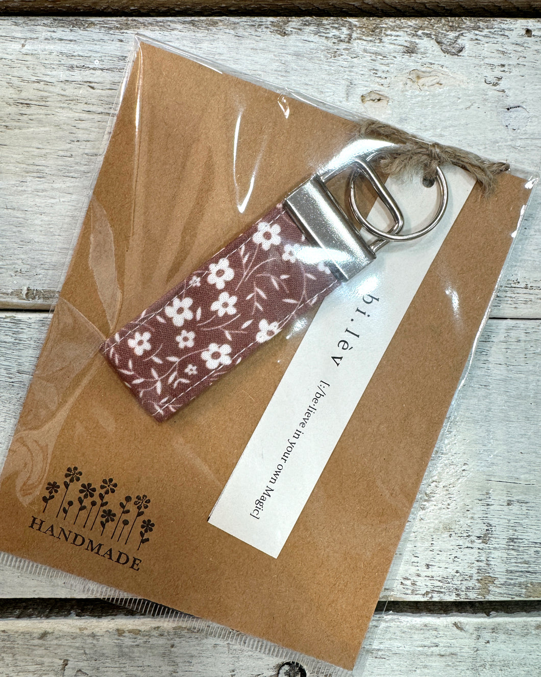 BROWN FLOWERS Key Fob