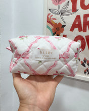 Load image into Gallery viewer, PINK BOWS &amp; ROSES padded handmade pouch
