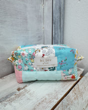 Load image into Gallery viewer, AQUA BLOOM padded handmade pouch
