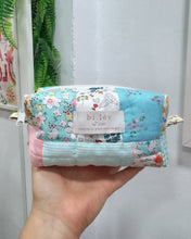 Load image into Gallery viewer, AQUA BLOOM padded handmade pouch
