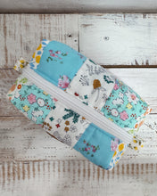 Load image into Gallery viewer, AQUA BLOOM padded handmade pouch
