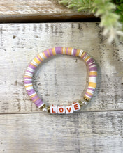 Load image into Gallery viewer, LOVE pearl polymer clay bracelet
